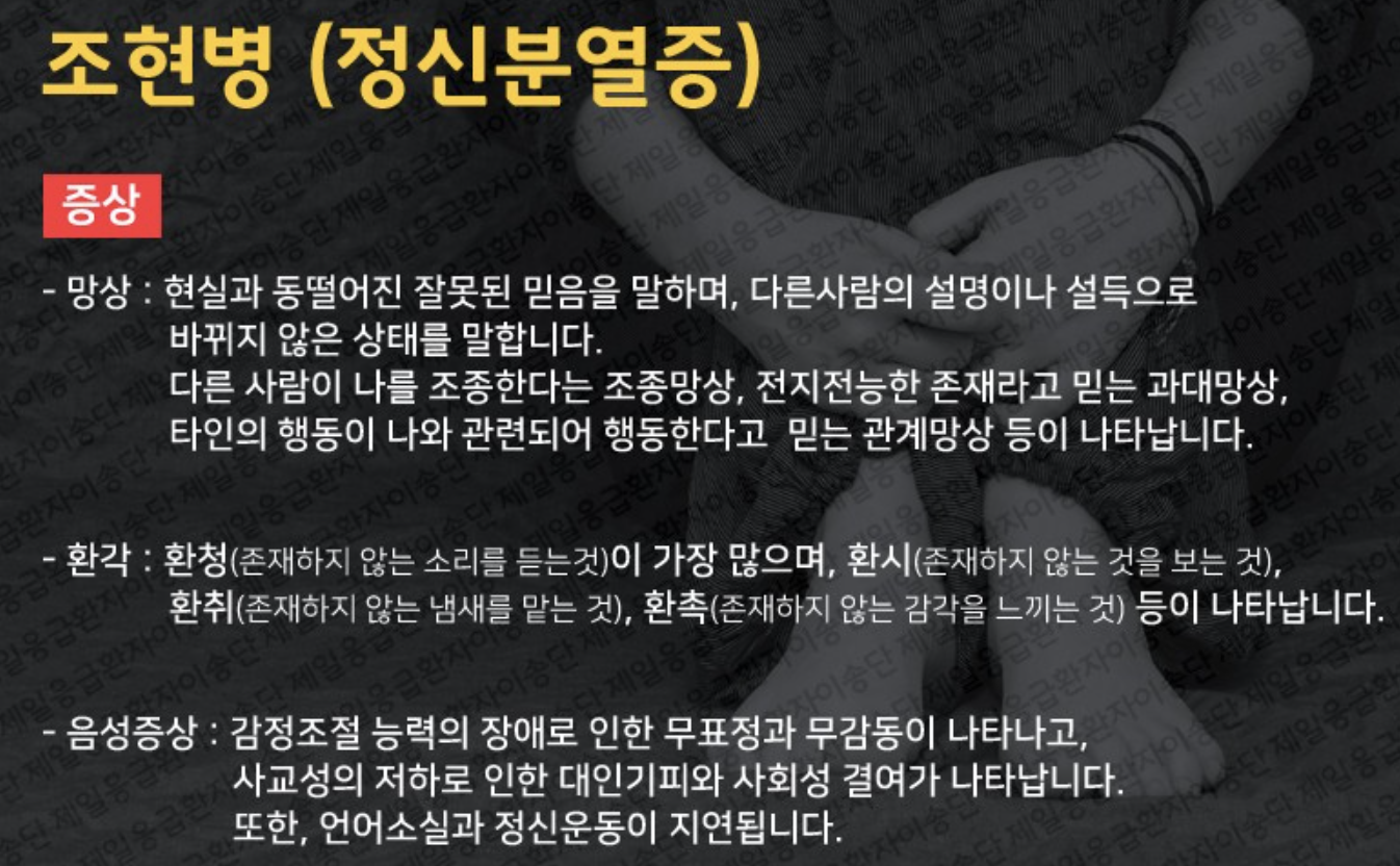 조현병 증상 사진
