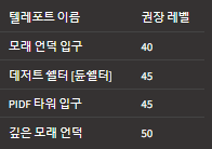 사막지역 텔레포트 권장레벨