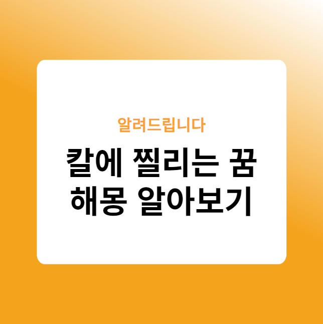 칼에 찔리는 꿈 가족이 칼에 찔리는 꿈 친구가 칼에 찔리는 꿈 해몽