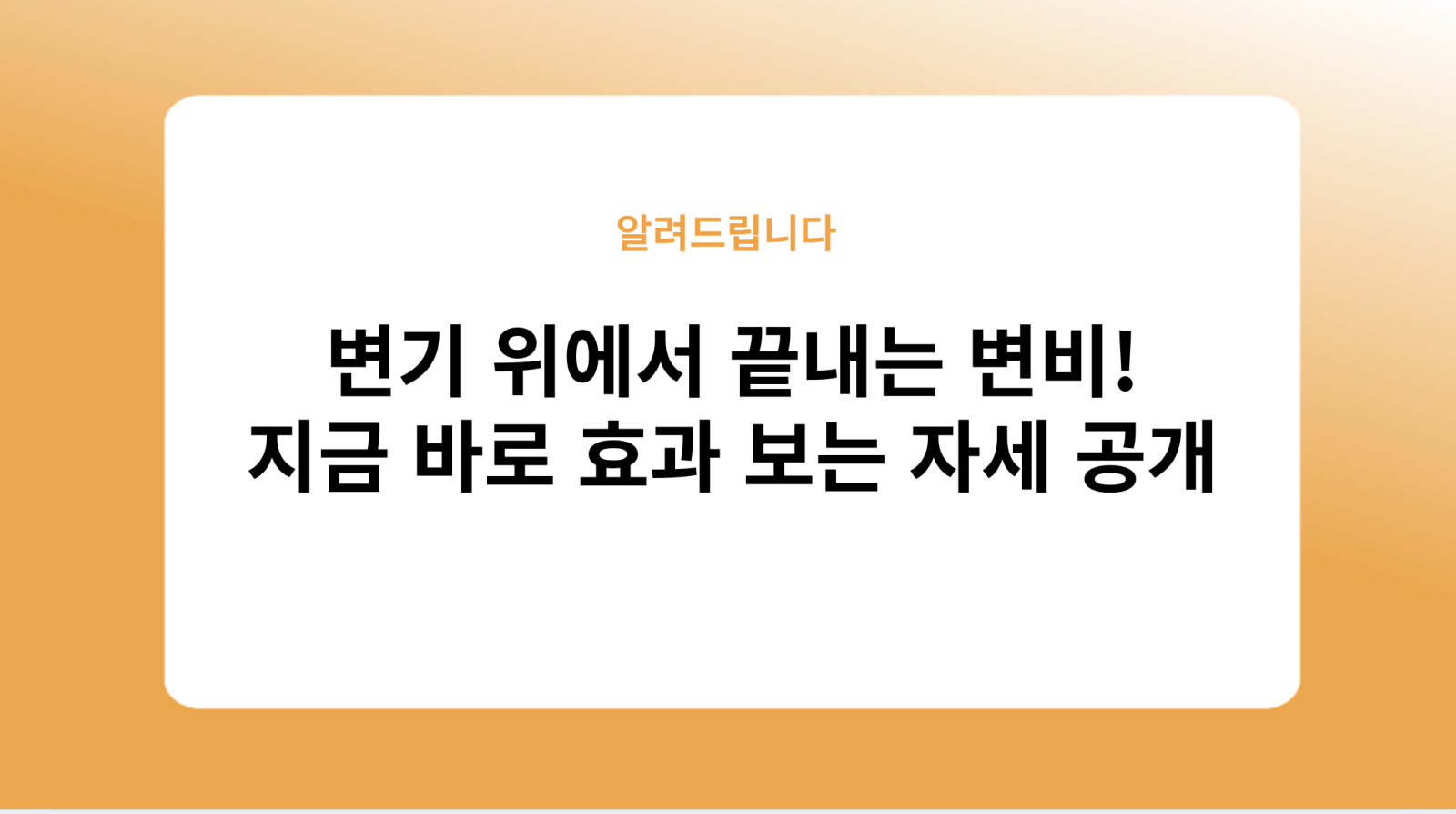 변기 위에서 끝내는 변비