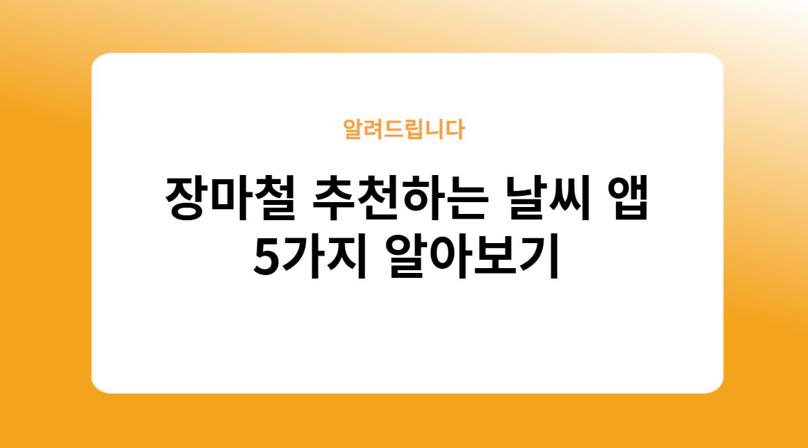 장마철 추천하는 날씨 앱 5가지 알아보기