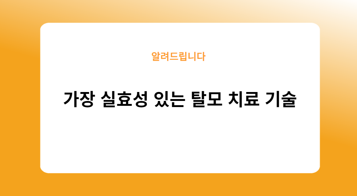 가장 실효성 있는 탈모 치료 기술