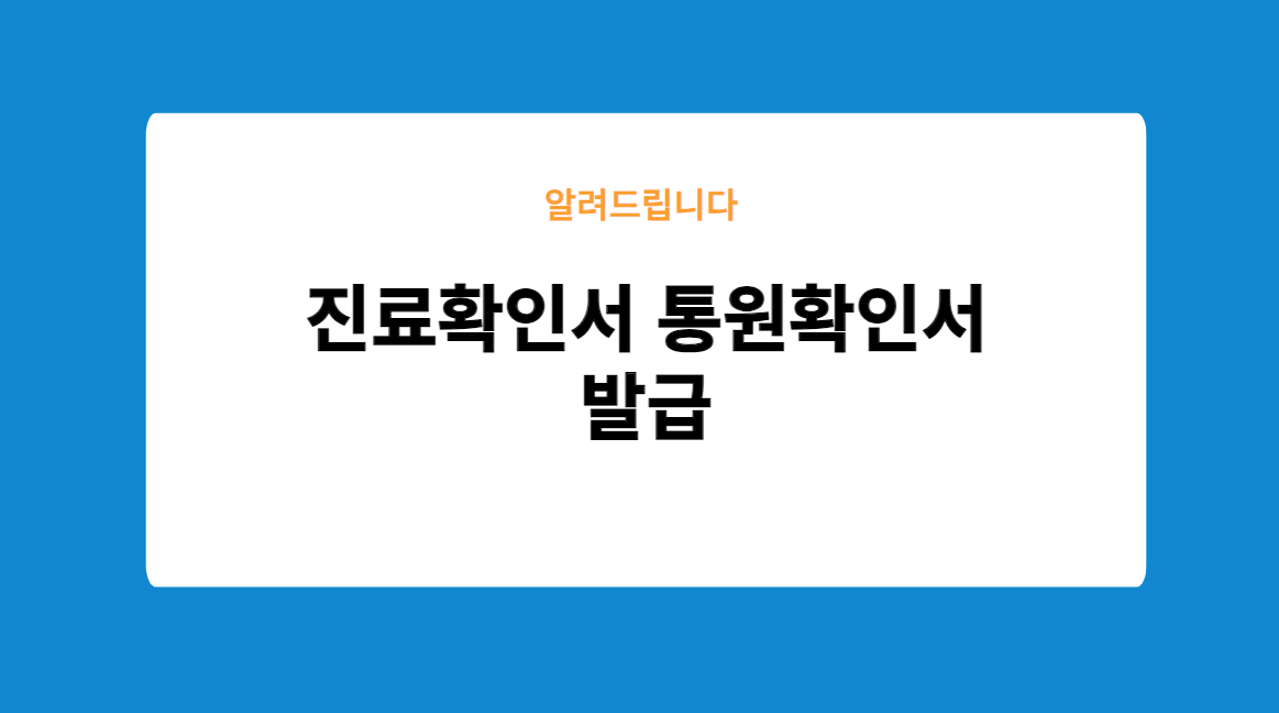 진료확인서 통원확인서 발급