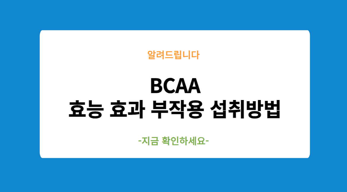 BCAA 효능 효과 부작용 섭취방법