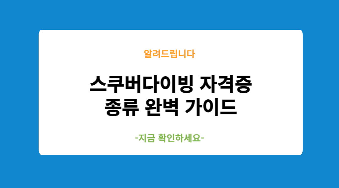 스쿠버다이빙 자격증 종류 완벽 가이드