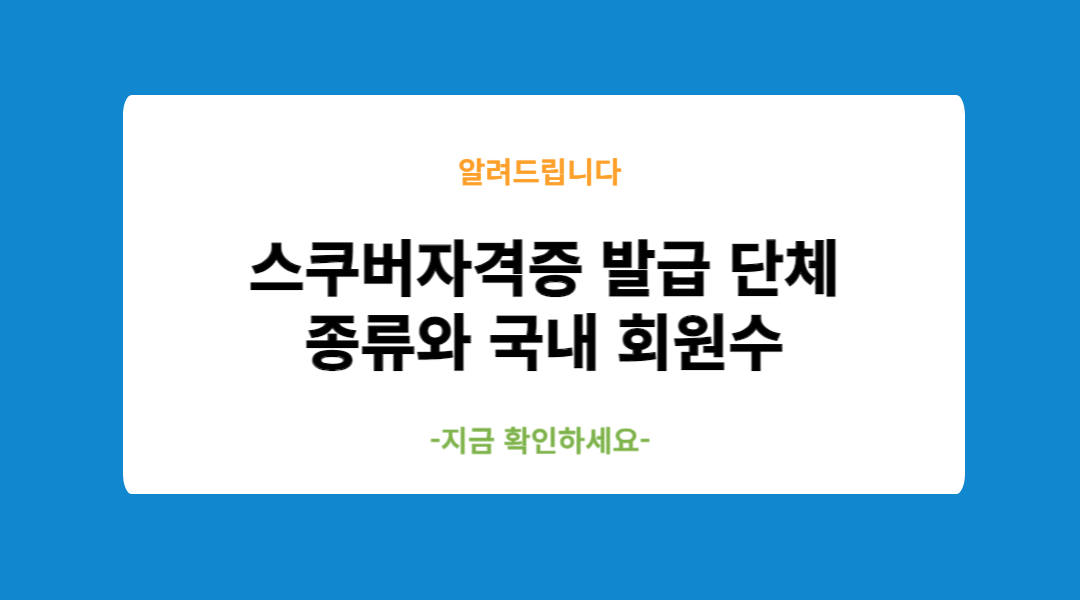 스쿠버자격증 발급 단체 종류와 국내 회원수