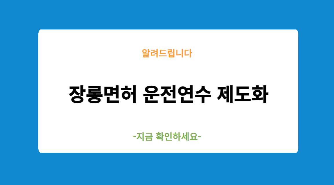 장롱면허 운전연수 제도화