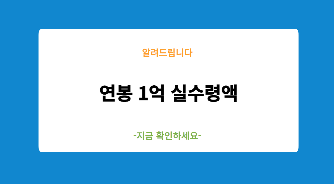 연봉 1억 실수령액