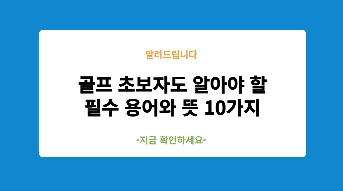골프 초보자도 알아야 할 필수 용어와 뜻 10가지